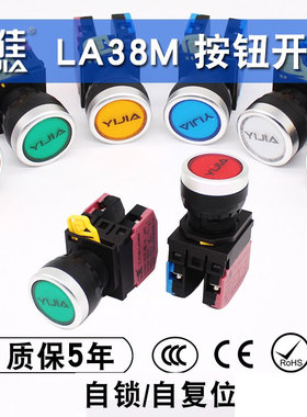 一佳按钮开关YJ139-LA38M-10BN自锁复位点动启动停止电源开关22mm