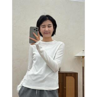 周浪清修身圆领内搭打底衫2025新款女秋冬季显瘦正肩长袖t恤上衣