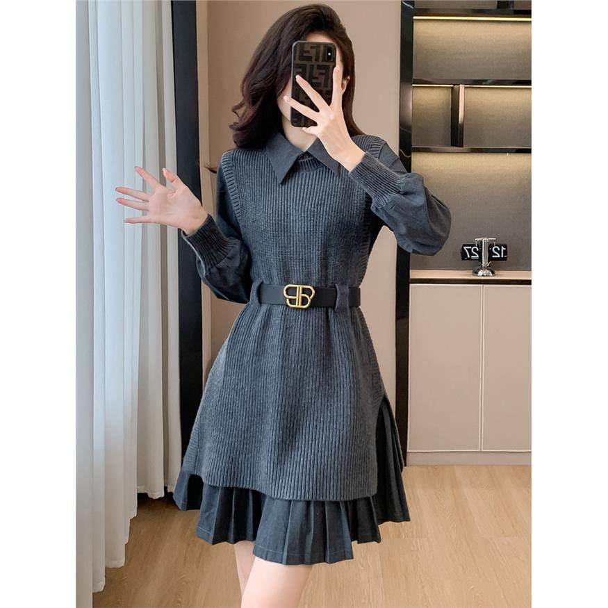 气质针织连衣裙两件套装女秋冬季2025新款今年流行爆款独特超好看