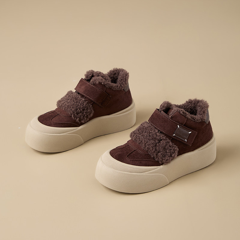 休闲风毛毛板鞋女冬季加绒保暖厚底运动鞋耐磨休闲女鞋,女鞋,时尚休闲鞋,淘宝优惠券,粉丝福利购,淘宝优惠卷