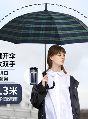 珍妮花超强抗风大伞面直骨伞男女抗暴风双人长柄半自动雨伞