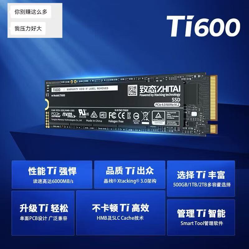 致态Ti600固态硬盘1TB/2TB NVMe PCIe4.0 M.2高速7000MB/s