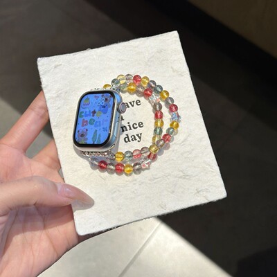 iwatch表带彩色多巴胺串珠表带