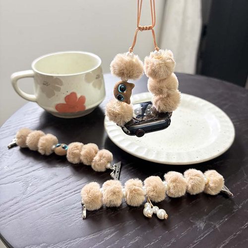 可爱毛球表带适用苹果手表表带s9