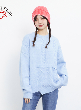 INNAT PLAY2025新品纯色针织上衣女套头宽松甜美女PL31KN070A