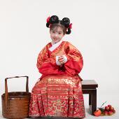 卿子赋原创女童汉服金瑞明制织金女宝儿童金马面裙短暗纹缎仿花罗