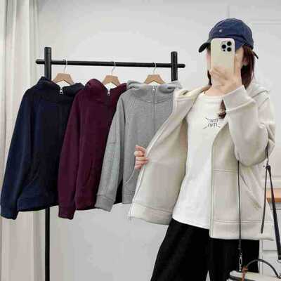 加绒卫衣外套女秋冬季大码加厚