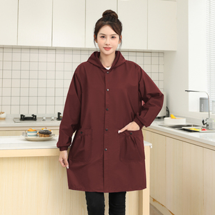 罩衣女大人围裙家用厨房小个子新款 工作服 做饭防水防油外套春秋款