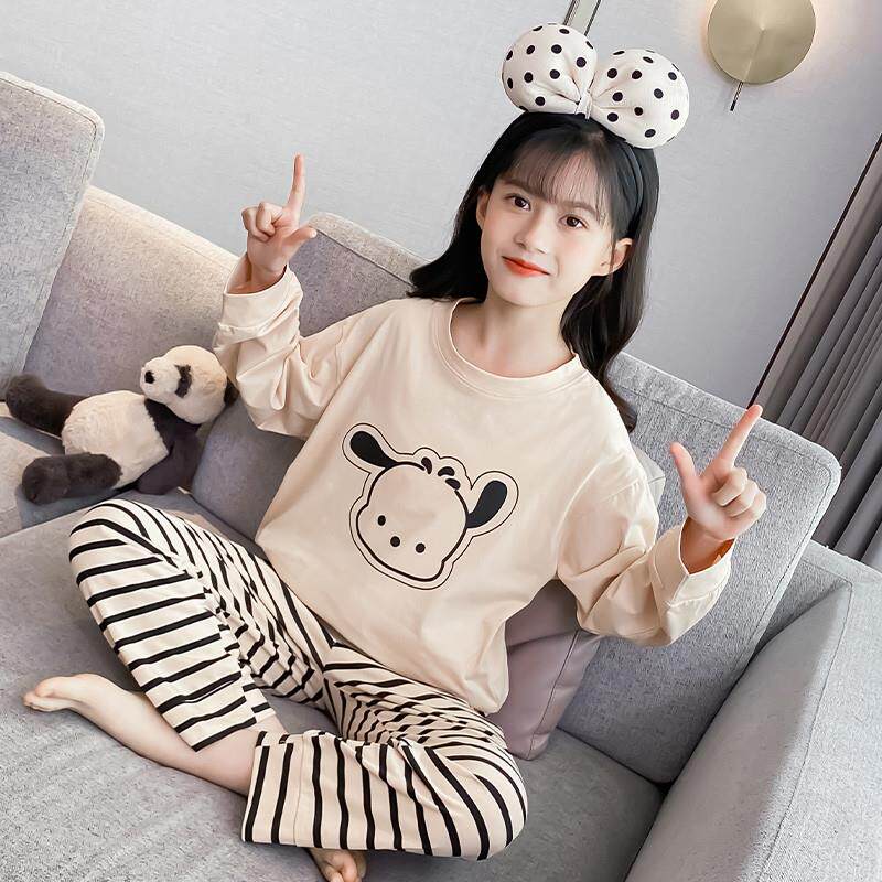 女童睡衣春秋纯棉长袖2023新款儿童家居服公主网红大童女孩秋季款