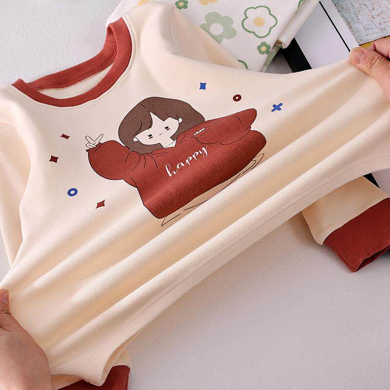 女童保暖内衣套装全棉秋冬加厚儿童秋衣秋裤套装大童纯棉长袖睡衣