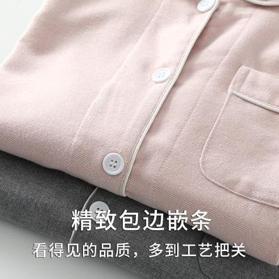 日式纯色睡衣男女春秋冬季加厚纯棉磨毛绒布长袖情侣家居服套装