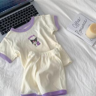 儿童睡衣男女童夏季ins卡通纯棉家居服套装宝宝A类短袖短裤空调服