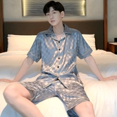 睡衣男士 丝绸套装 夏季 短裤 2022年新款 家居服夏天薄款 冰丝短袖 开衫