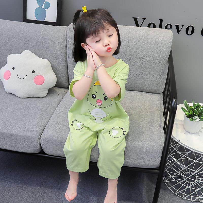 女童连体睡衣夏季纯棉婴儿女孩宝宝薄款恐龙衣服儿童春秋款家居服