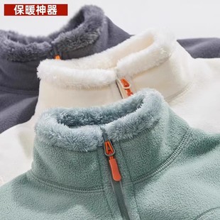 抓绒衣双面珊瑚绒男女冲锋衣内胆秋冬加厚保暖摇粒绒东北外套女穿