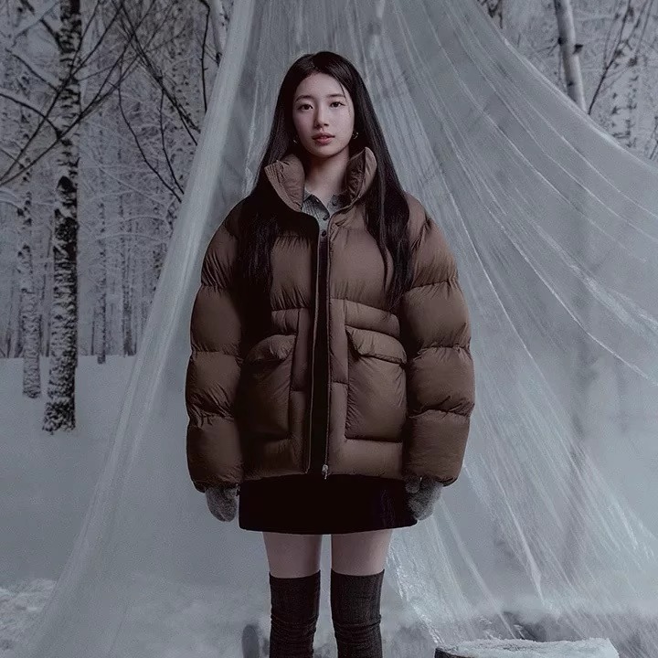 guess裴秀智同款休闲宽松刺绣小标羽绒服25冬季新款韩货定制