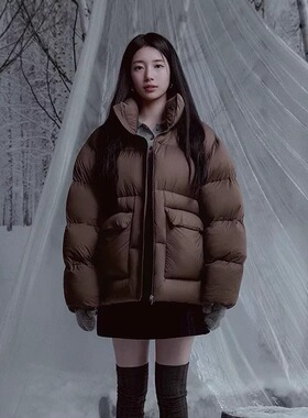 guess裴秀智同款休闲宽松刺绣小标羽绒服25冬季新款韩货定制