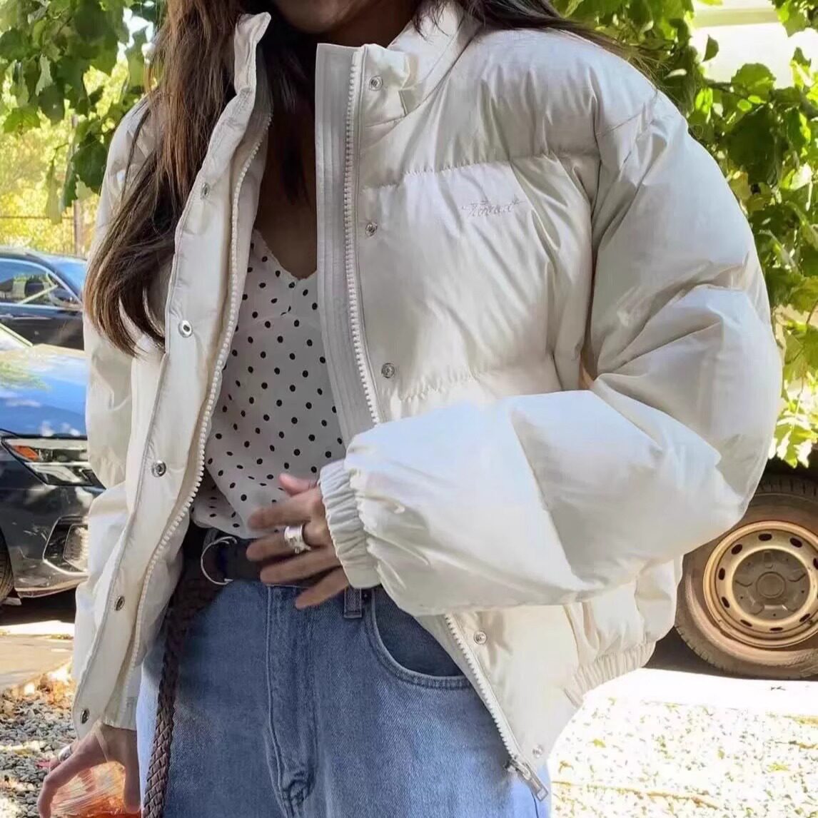 tannat字母刺绣立领可拆卸连帽面包羽绒服外套25冬季新款韩货定制