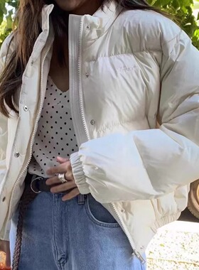 tannat字母刺绣立领可拆卸连帽面包羽绒服外套25冬季新款韩货定制