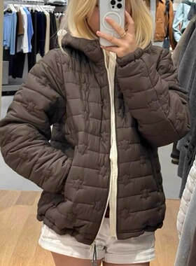 coyseio休闲风星星夹棉蓬松连帽棉服25冬季新款韩货定制