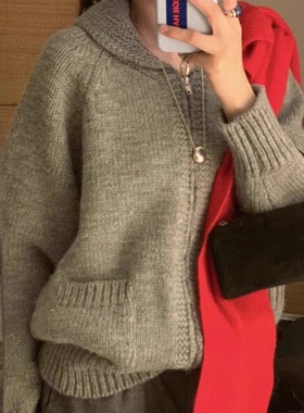 ribbonbit休闲小狗图案针织外套25秋冬新款韩货定制