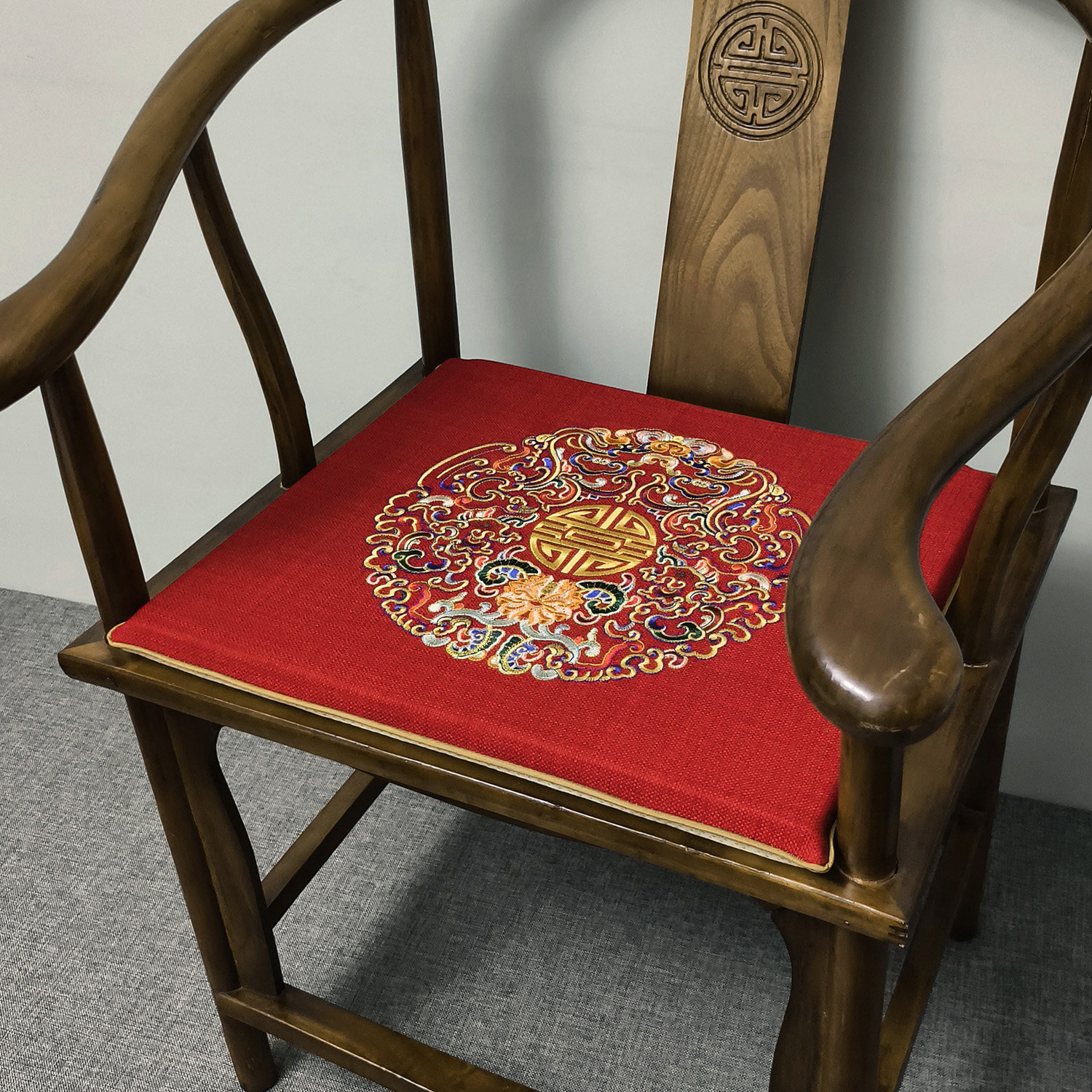 刺绣中式红木椅子坐垫餐椅垫古典实木沙发垫圈椅茶椅座椅海绵垫子