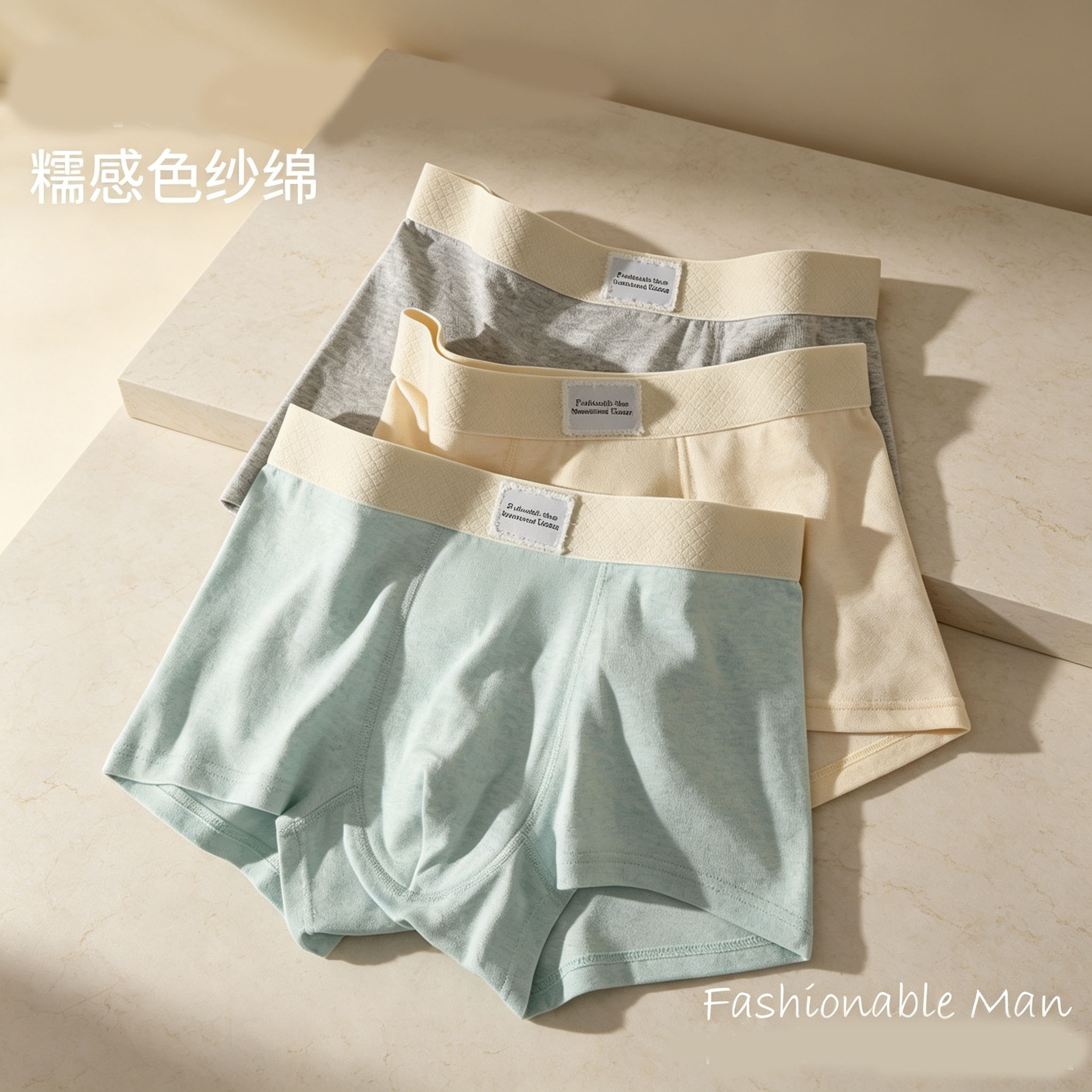 男士内裤纯棉透气舒适中腰平角裤