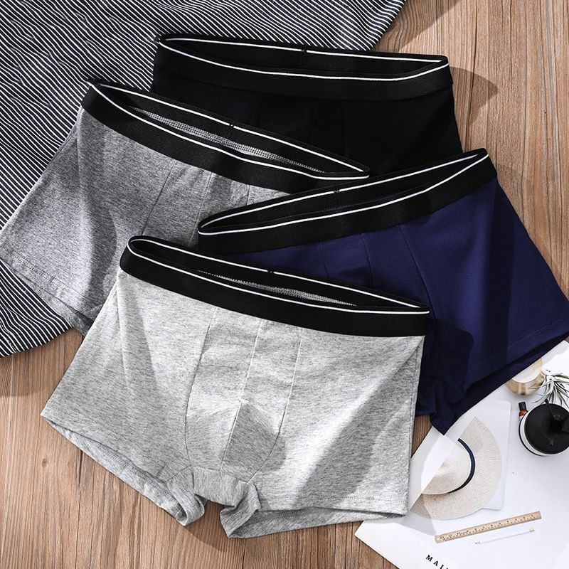 男士内裤男款纯棉抗菌裆平角裤透气吸汗运动四角短裤大码潮流裤衩