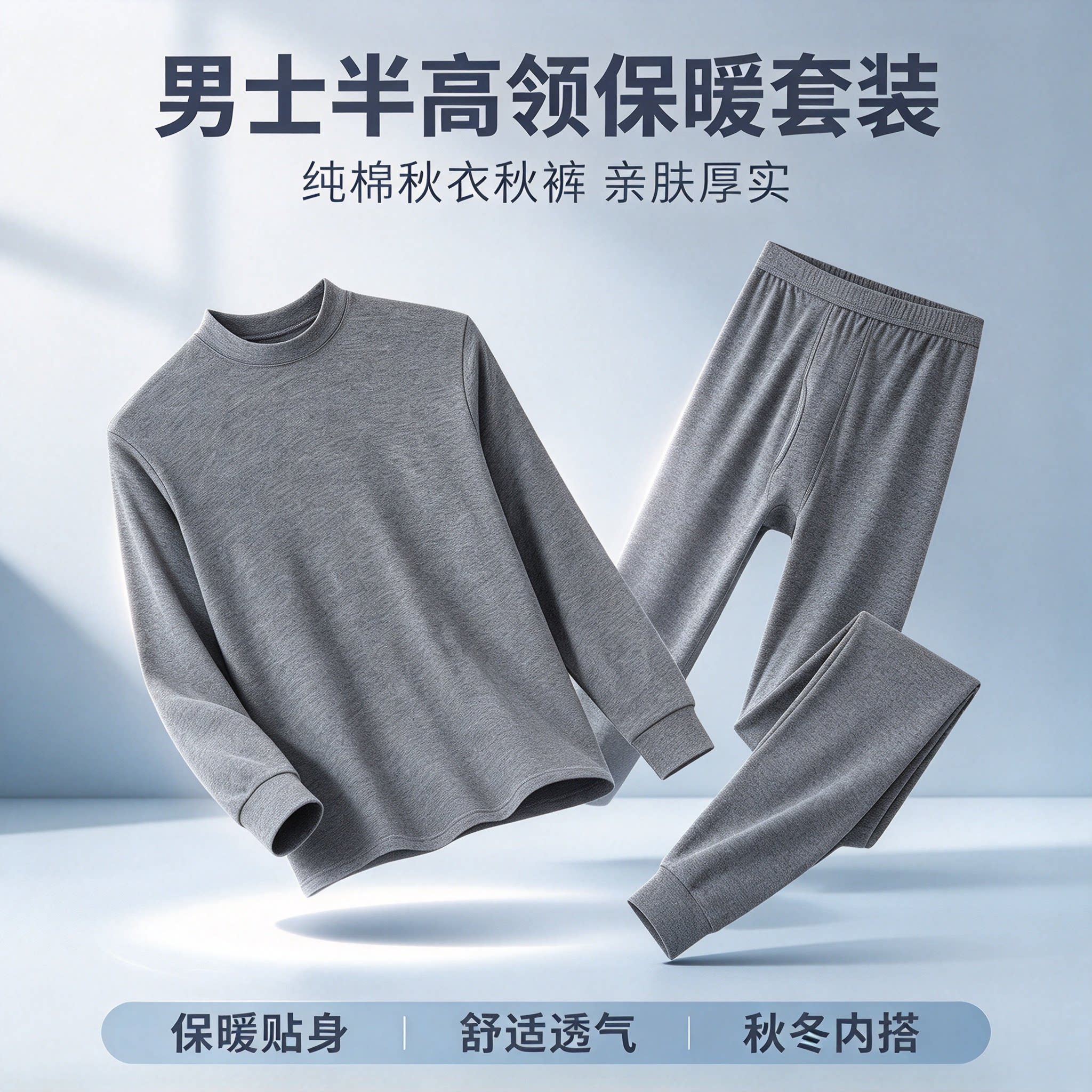 中老年男士长绒棉秋冬保暖套装