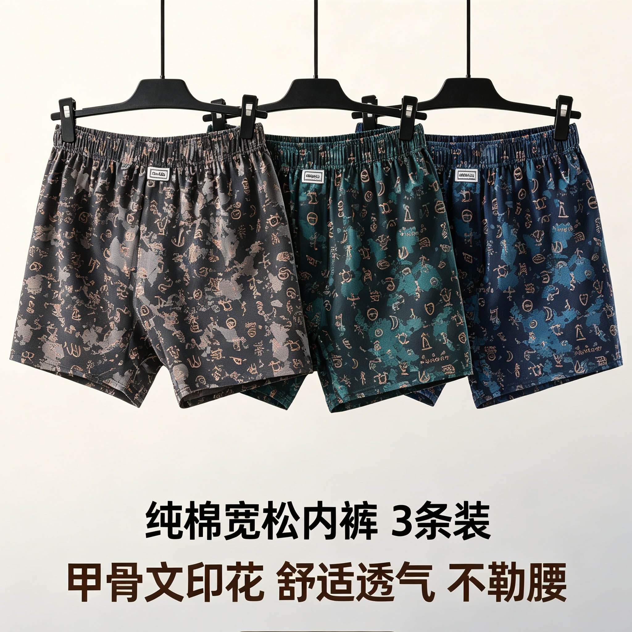 男士纯棉大码透气印花透气阿罗裤