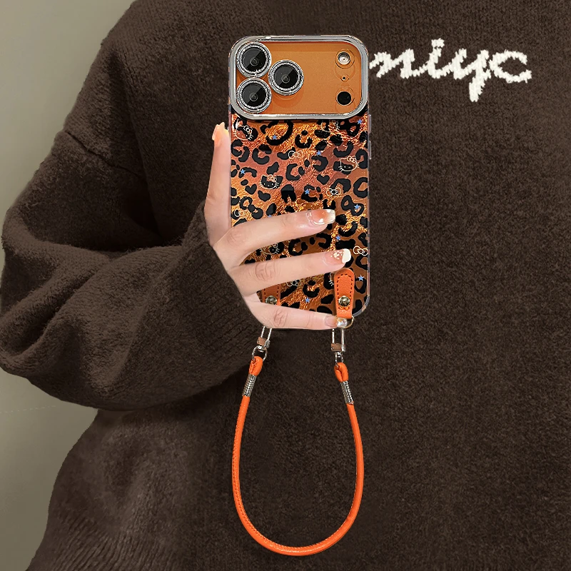 适用苹果17promax手机壳iPhone17手机壳女新款16pro豹纹高级感15可爱豹纹14plus自带镜头膜13pm防摔保护套豪