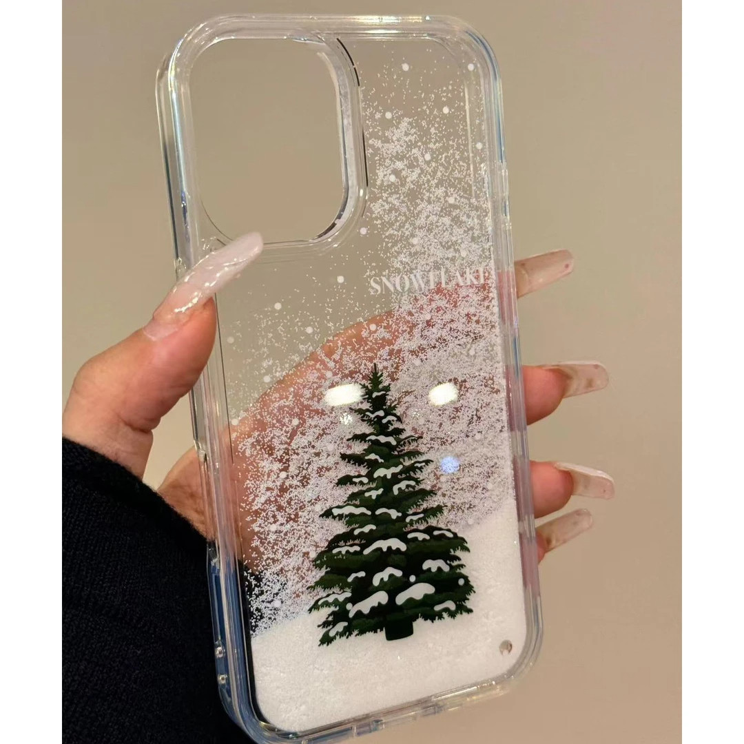 适用苹果16冬日手机壳iPhone16Promax新款圣诞节15Pro流沙高级感14plus透明全包13超火12简约11防摔保护套lv