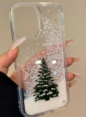 适用苹果16冬日手机壳iPhone16Promax新款圣诞节15Pro流沙高级感14plus透明全包13超火12简约11防摔保护套lv