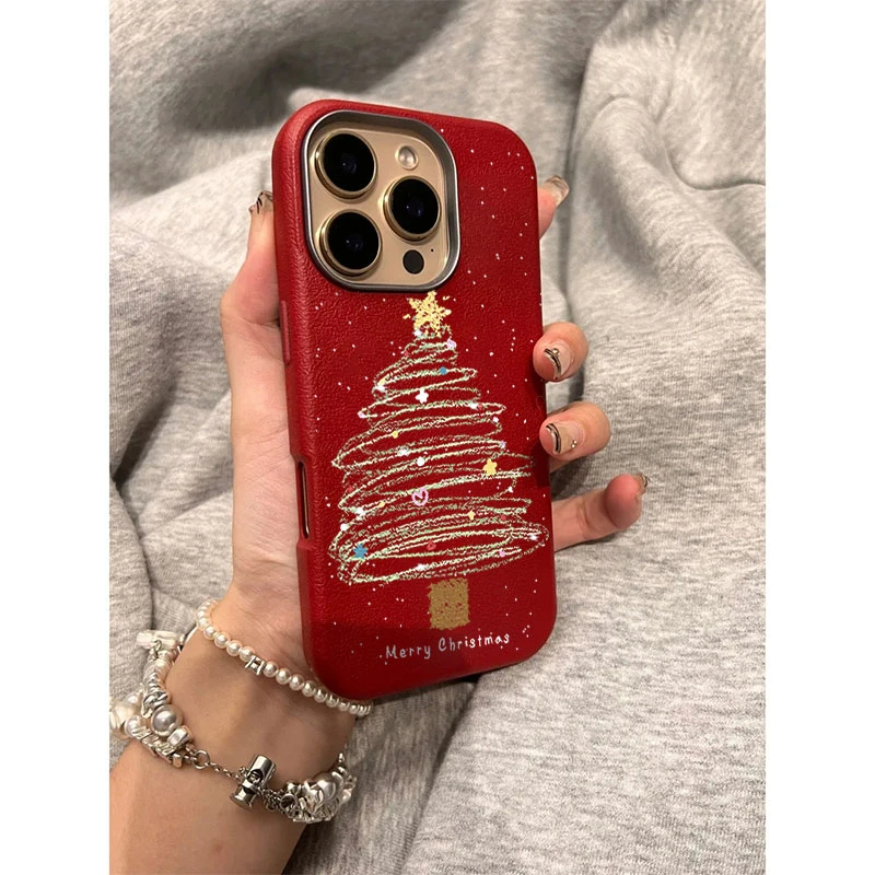 适用苹果16promax手机壳女新款iPhone16pro新年2025圣诞树15pro本命年春节14防摔保护套13小众高级感全包12豪