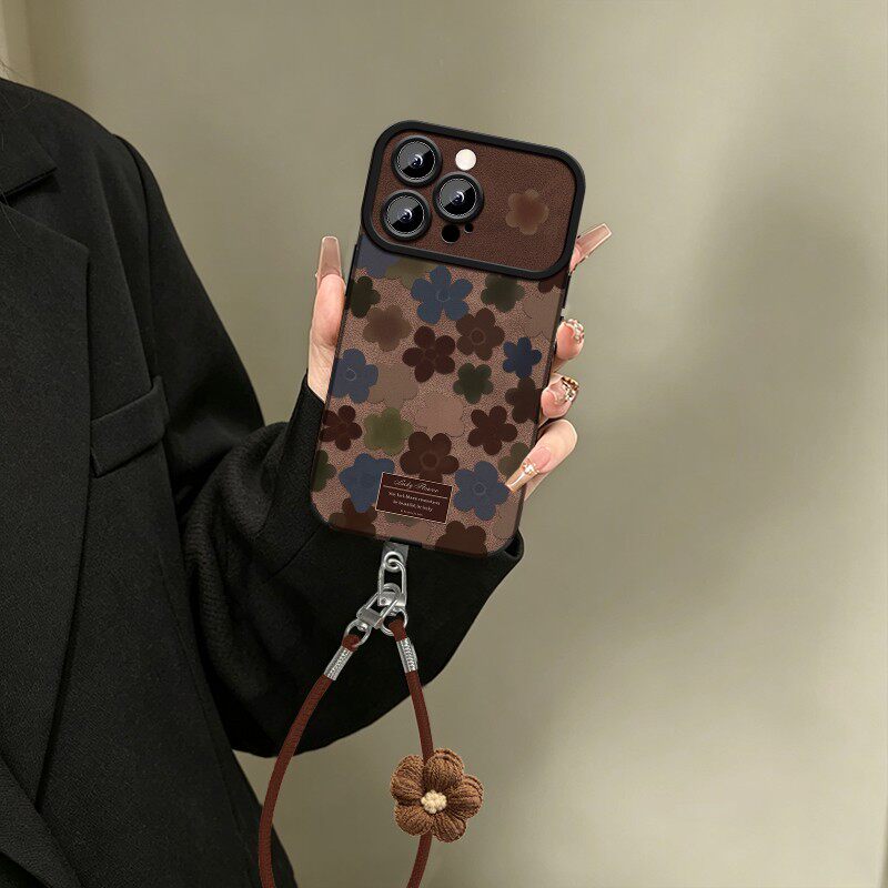 适用苹果18手机壳iphone18promax新款女17pro秋冬皮质带手链15超好看小众高级感14可爱13全包13防摔保护壳燕
