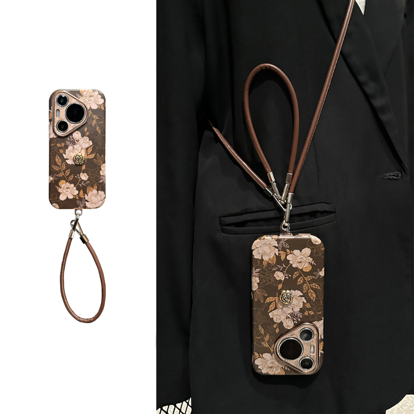 【秋冬皮质】带挂绳苹果手机壳