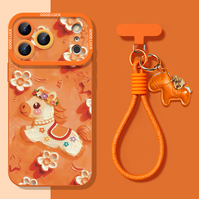 适用苹果17promax新款马年手机壳iPhone17高级感16pro可爱女15plus带挂绳14全包镜头13超好看外壳保护套东