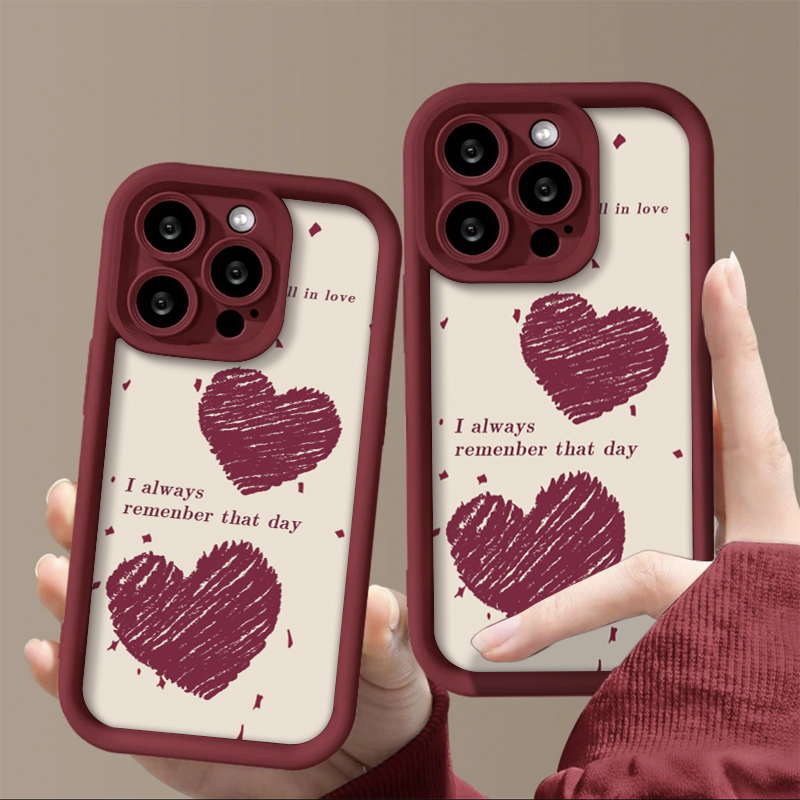 适用iPhone15promax手机壳苹果14高级感新款简约爱心13软壳12防摔硅胶镜头全包11创意xr小众xs男女款保护套文