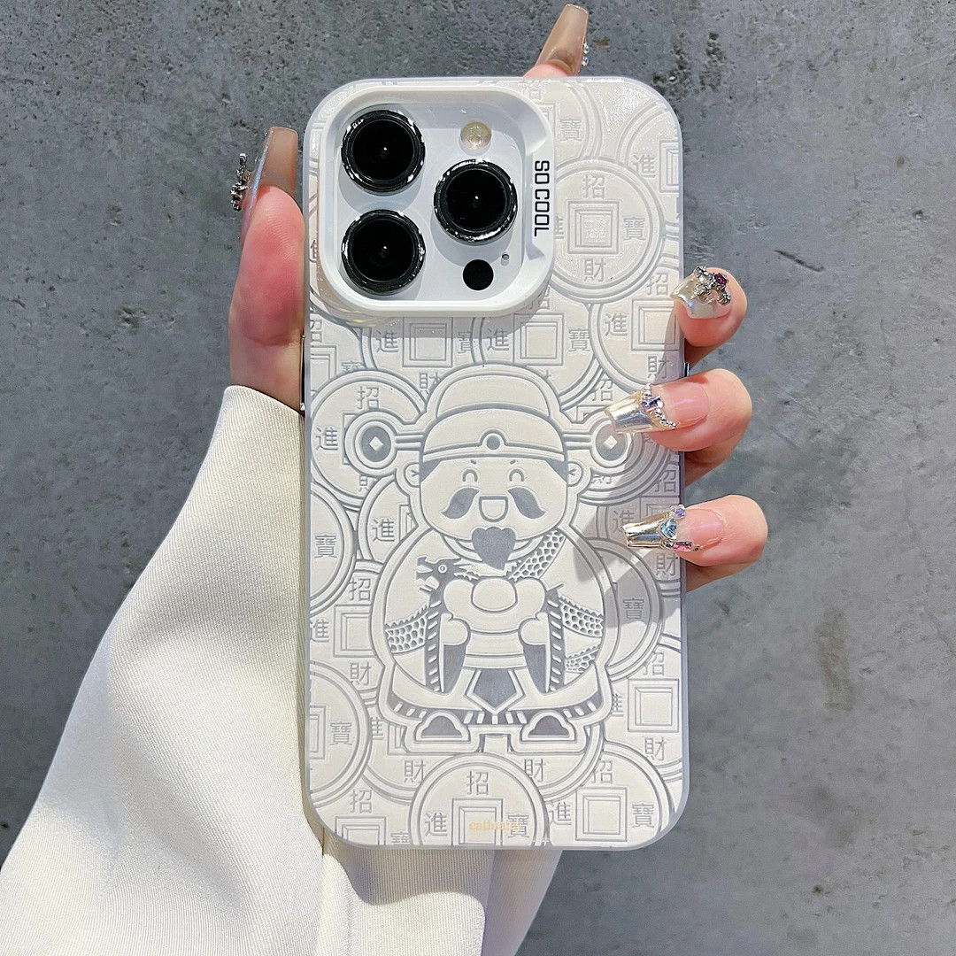 【镭射财神爷发财手机壳】
