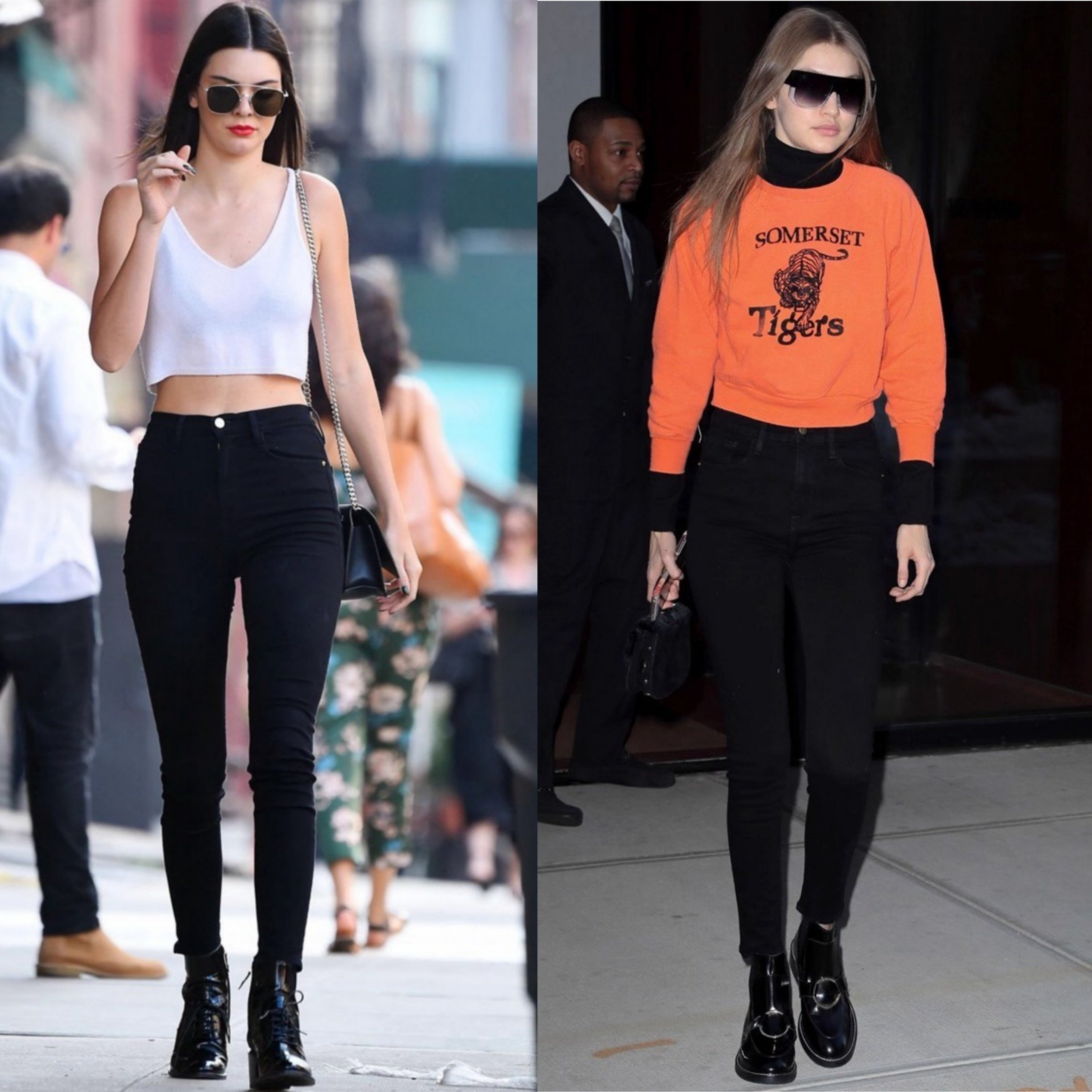美国购 Frame Denim黑色显瘦九分高腰紧身弹力小脚铅笔牛仔裤女