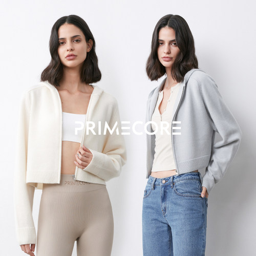 PRIMECORE拉链连帽羊毛毛衣