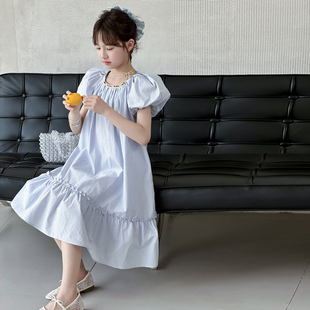 连衣裙潮童女生潮范经典 中大童泡泡袖 舒服潮宝酷风流行亲肤夏日