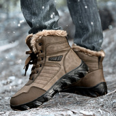 皮靴户外登山战靴加绒保暖东北雪地靴男高帮棉鞋 冬季 大码 46马丁靴