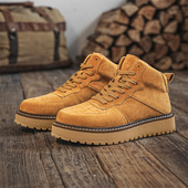 冬季 男鞋 短靴45复古风大黄靴46户外休闲板鞋 47加绒保暖马丁靴大码