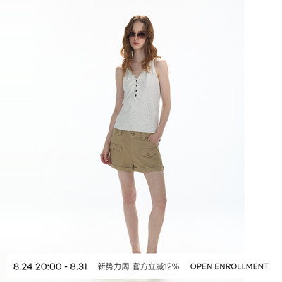 OPEN ENROLLMENT Coastal Tank Top 连帽系扣无袖背心 花灰/黑