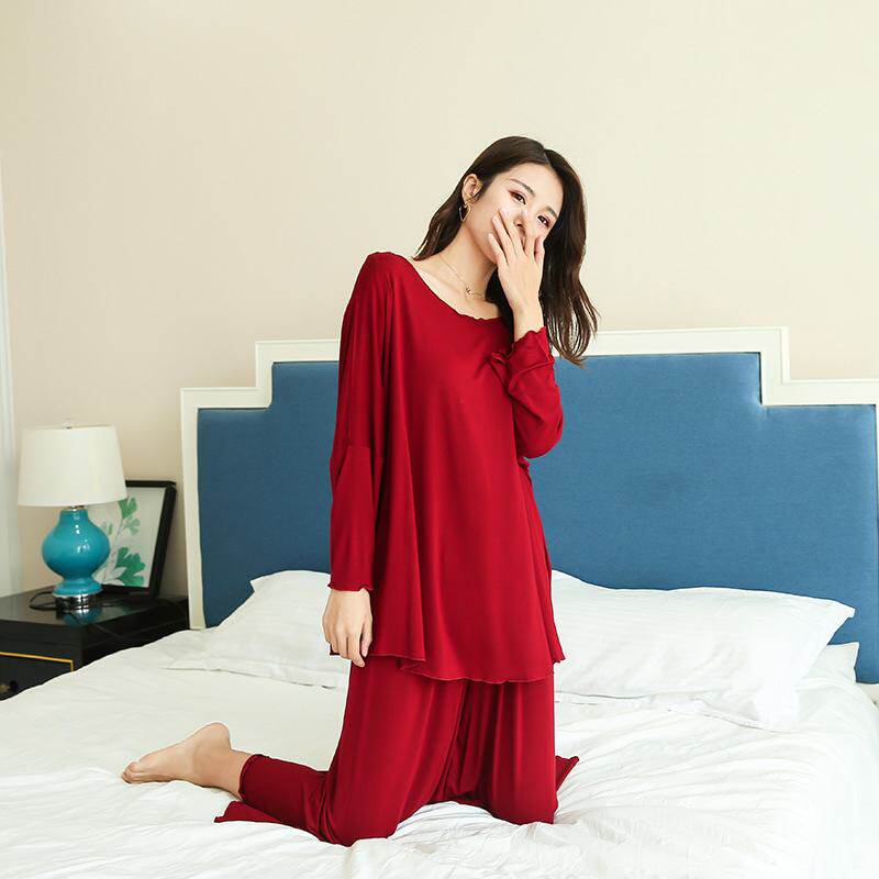 春夏大码家居服套装 女加肥200斤宽松睡衣两件套九分阔腿裤裙外穿