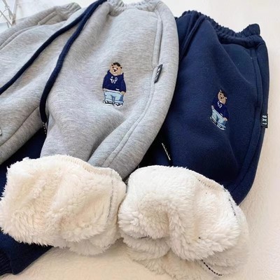 男童冬季羊羔绒保暖运动休闲裤