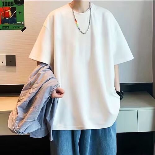 纯棉短袖t恤男夏季简约男装港风