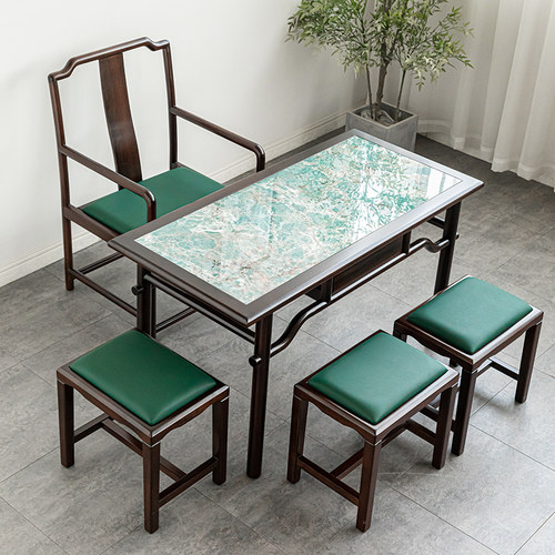 新中式茶桌椅组合套装阳台干泡岩板功夫茶桌家用实木茶台桌