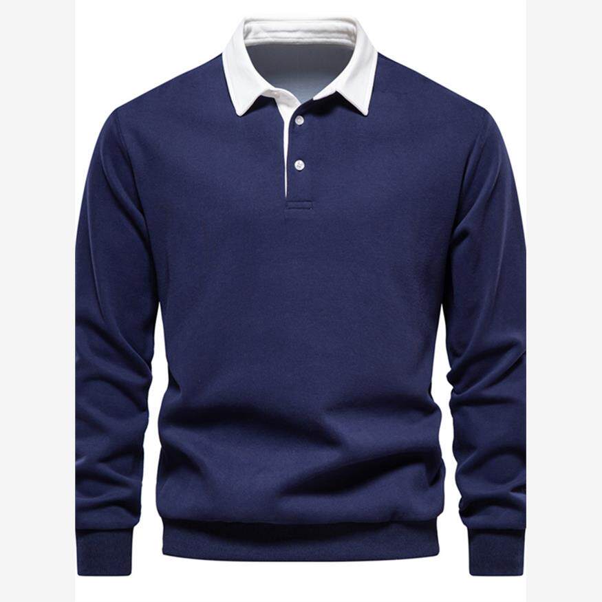男士Polo t恤长袖Polo领运动衫时尚欧洲尺寸男士休闲多功能运动衫